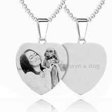 Load image into Gallery viewer, Women&#39;s Heart Photo Engraved Tag Necklace With Engraving Stainless Steel - faceonboxer
