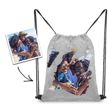 Load image into Gallery viewer, Personalized Sequins Backpack with Photo of Family
