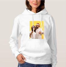 Load image into Gallery viewer, Double Side Print Essential Hoodie: All-in-One Unisex White Long Sleeve Custom Photo Sweatshirt
